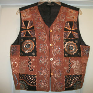 COPPERY CAROL LITTLE BLING BOHO RETRO VEST LG